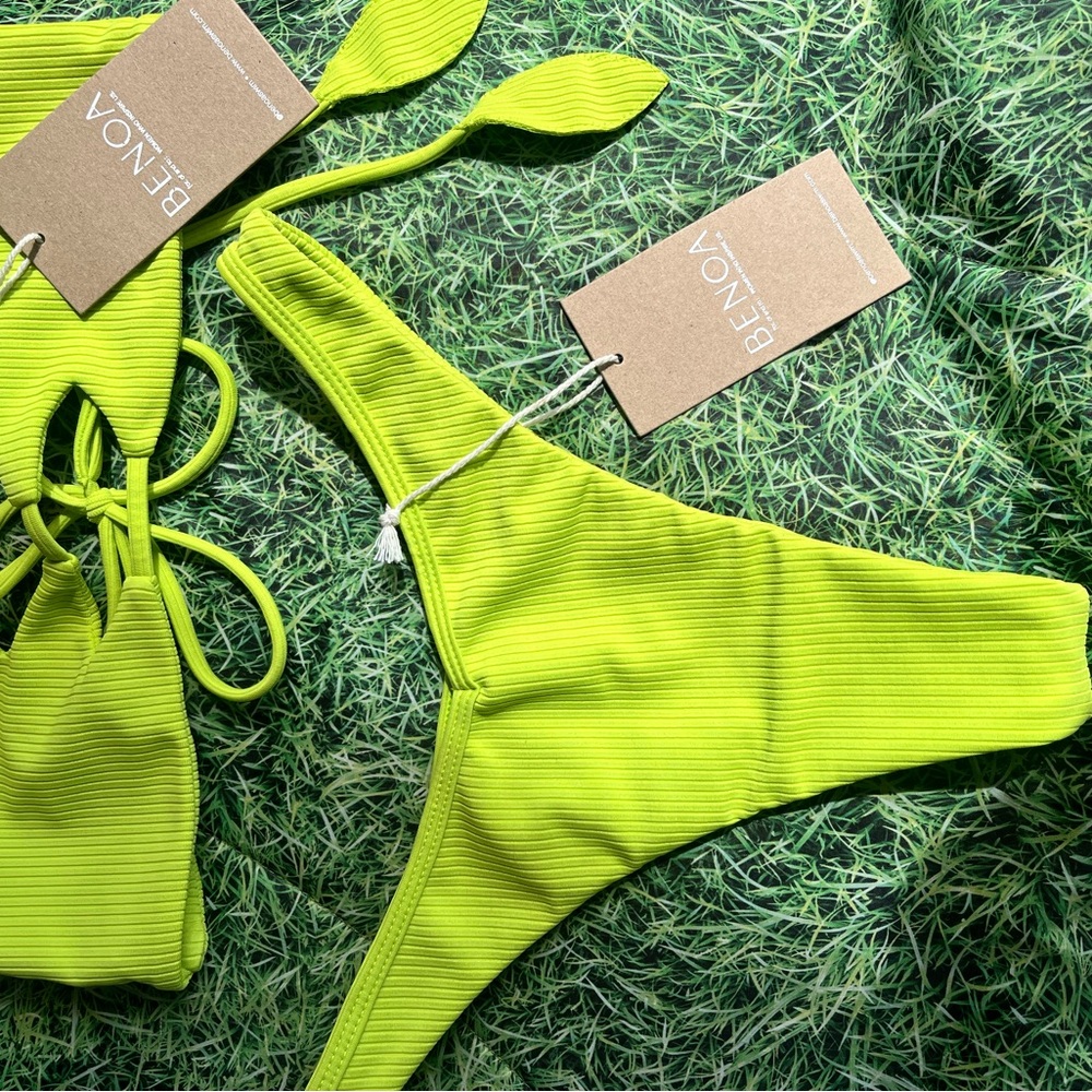 Benoa Lime Ribbed Bikini Set - STARFRUIT - Picture 2 of 2